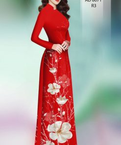 Vải áo dài hoa 3d AD 8071