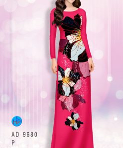 Vải áo dài hoa 3d AD 9680