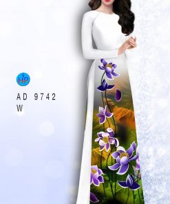 Vải áo dài hoa sen AD 9742