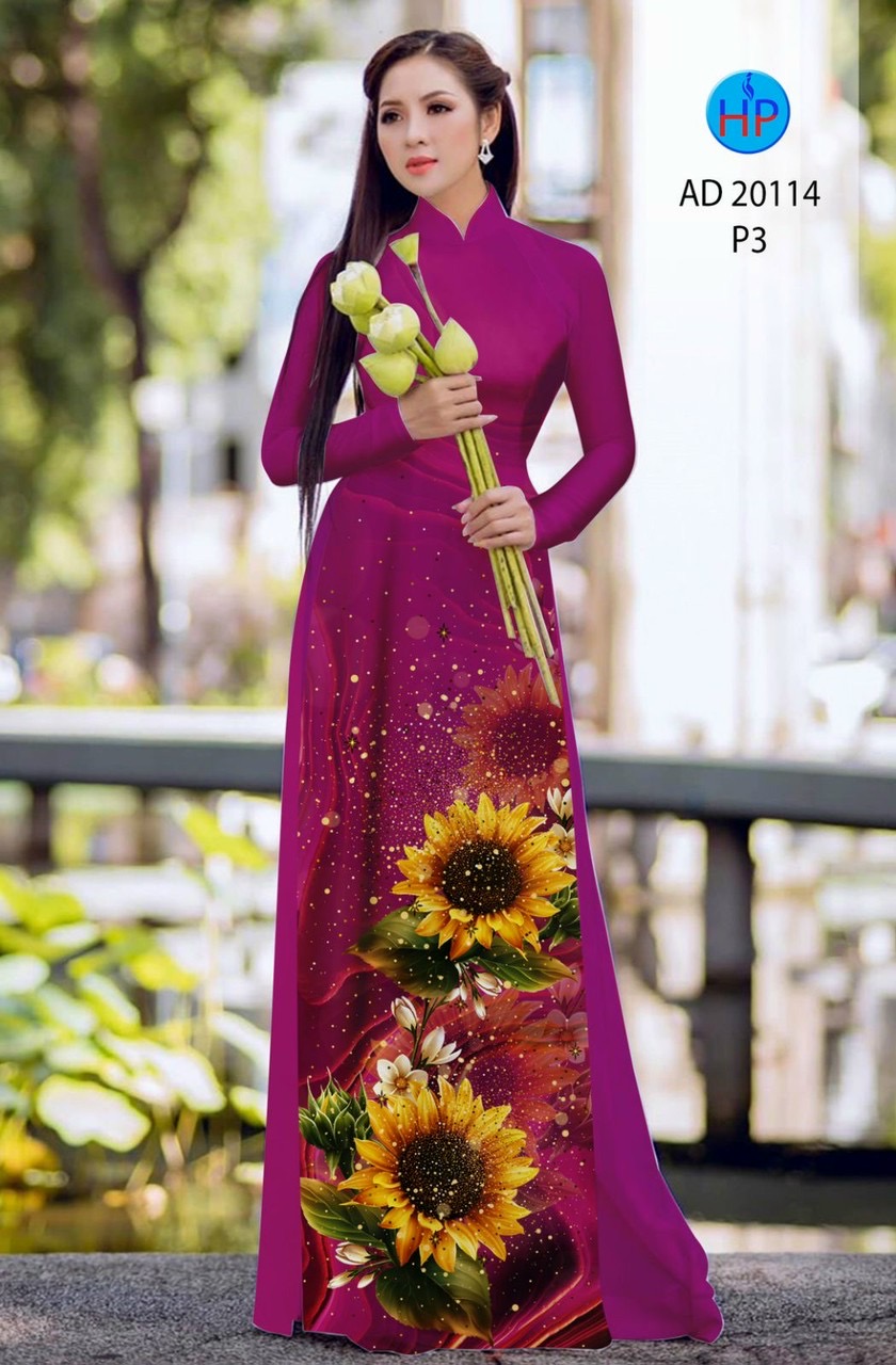 Vải áo dài hoa hướng dương AD 20114 - Ảnh 10