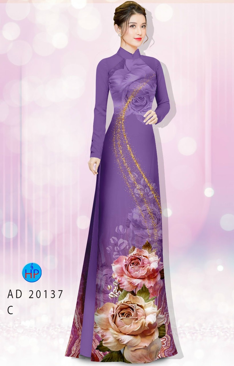Vải áo dài hoa hồng AD 20137 - Ảnh 5