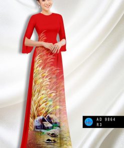 Vải áo dài phong cảnh AD 9864