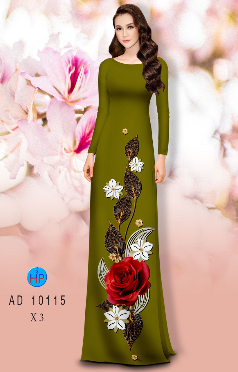 Vải áo dài hoa hồng AD 10115 - Ảnh 3