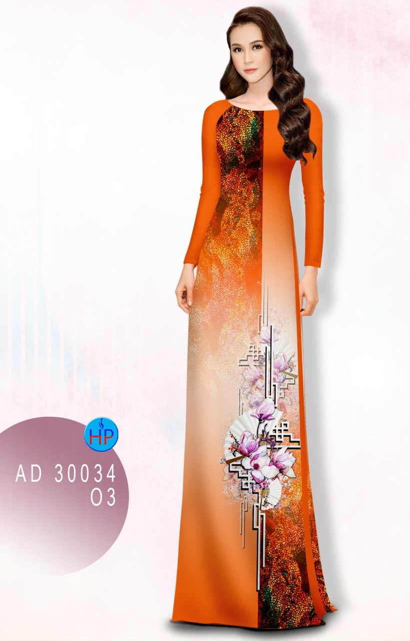 Vải áo dài hoa 3d AD 30034