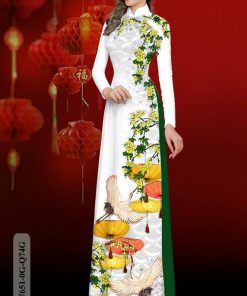 Vải áo dài hoa và chim Kc7651