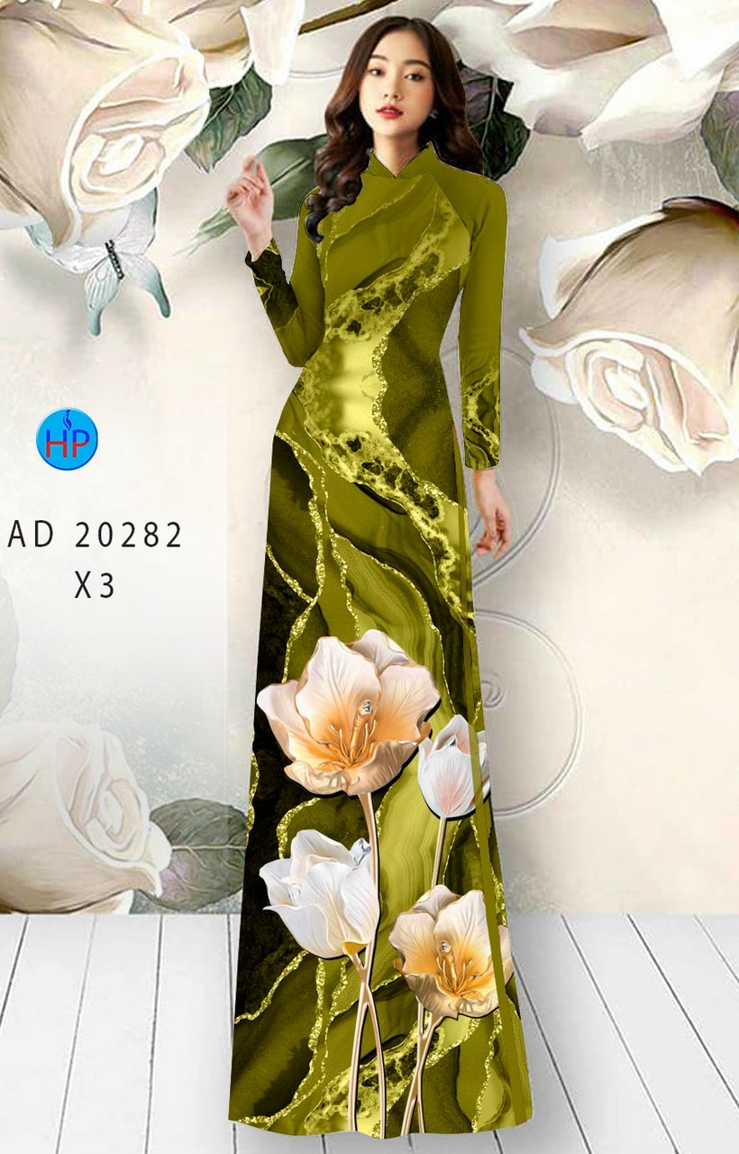 Vải áo dài hoa 3d AD 20282 - Ảnh 17