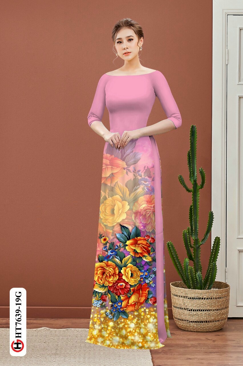 Vải áo dài hoa 3d HT7639 - Ảnh 15