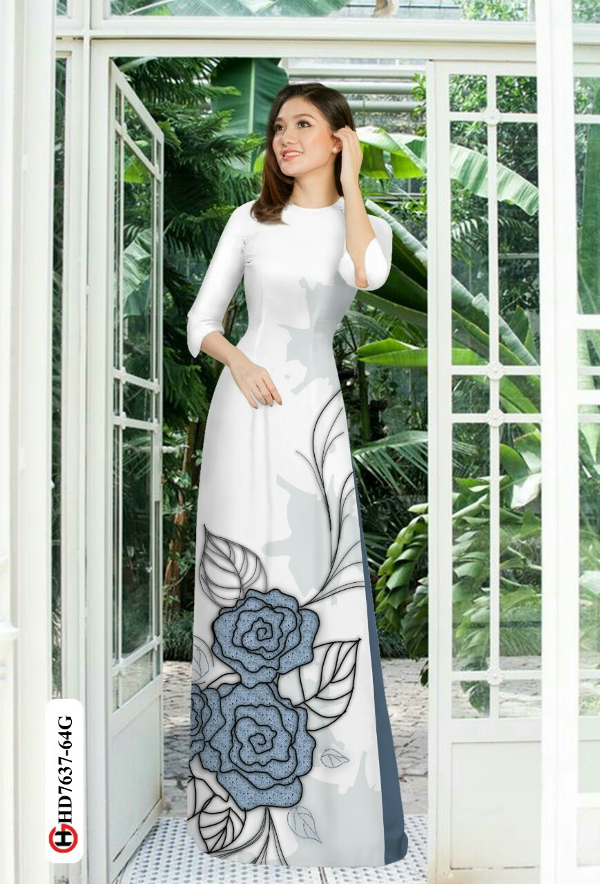 Vải áo dài hoa hồng HD7637 - Ảnh 11