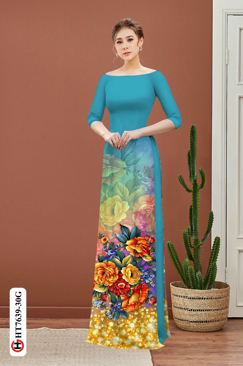 Vải áo dài hoa 3d HT7639 - Ảnh 7