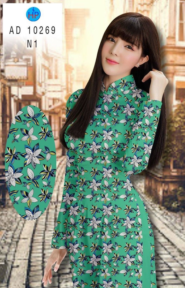 Vải áo dài hoa nguyên áo AD 10269 - Ảnh 14