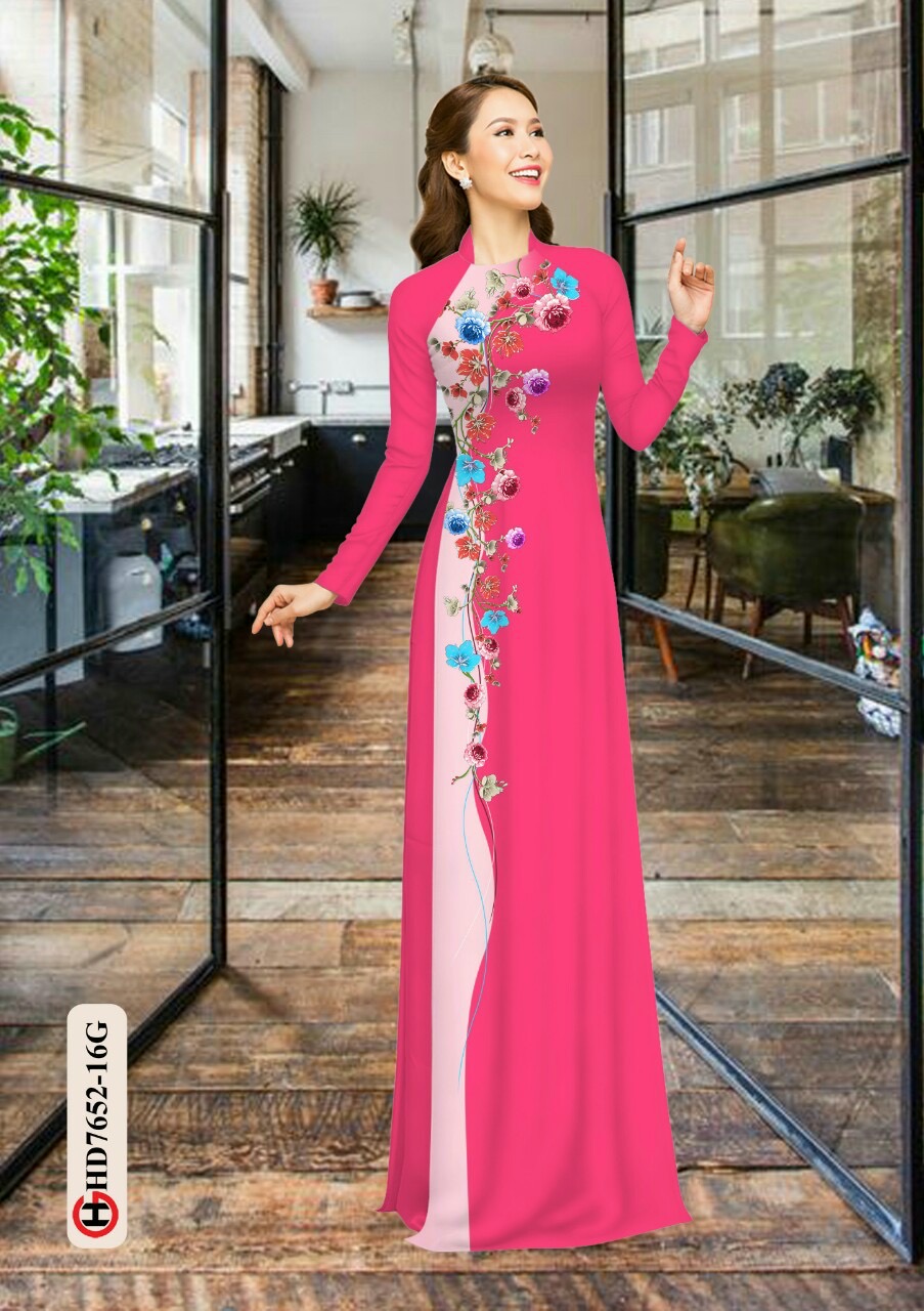 Vải áo dài hoa 3d HD7652