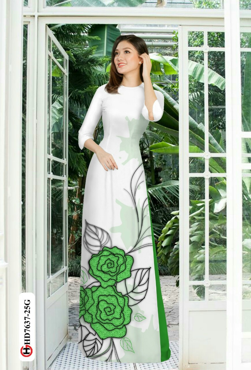 Vải áo dài hoa hồng HD7637 - Ảnh 8