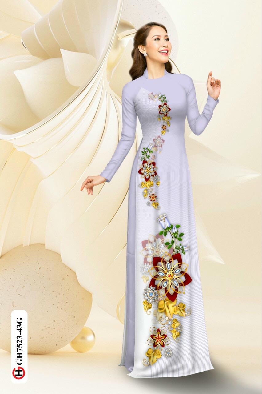 Vải áo dài hoa 3d GH7523 - Ảnh 13