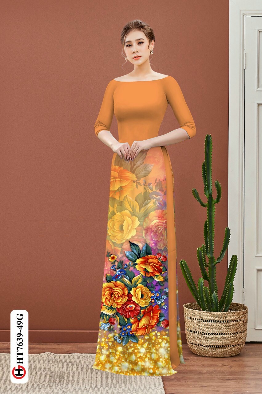 Vải áo dài hoa 3d HT7639 - Ảnh 17