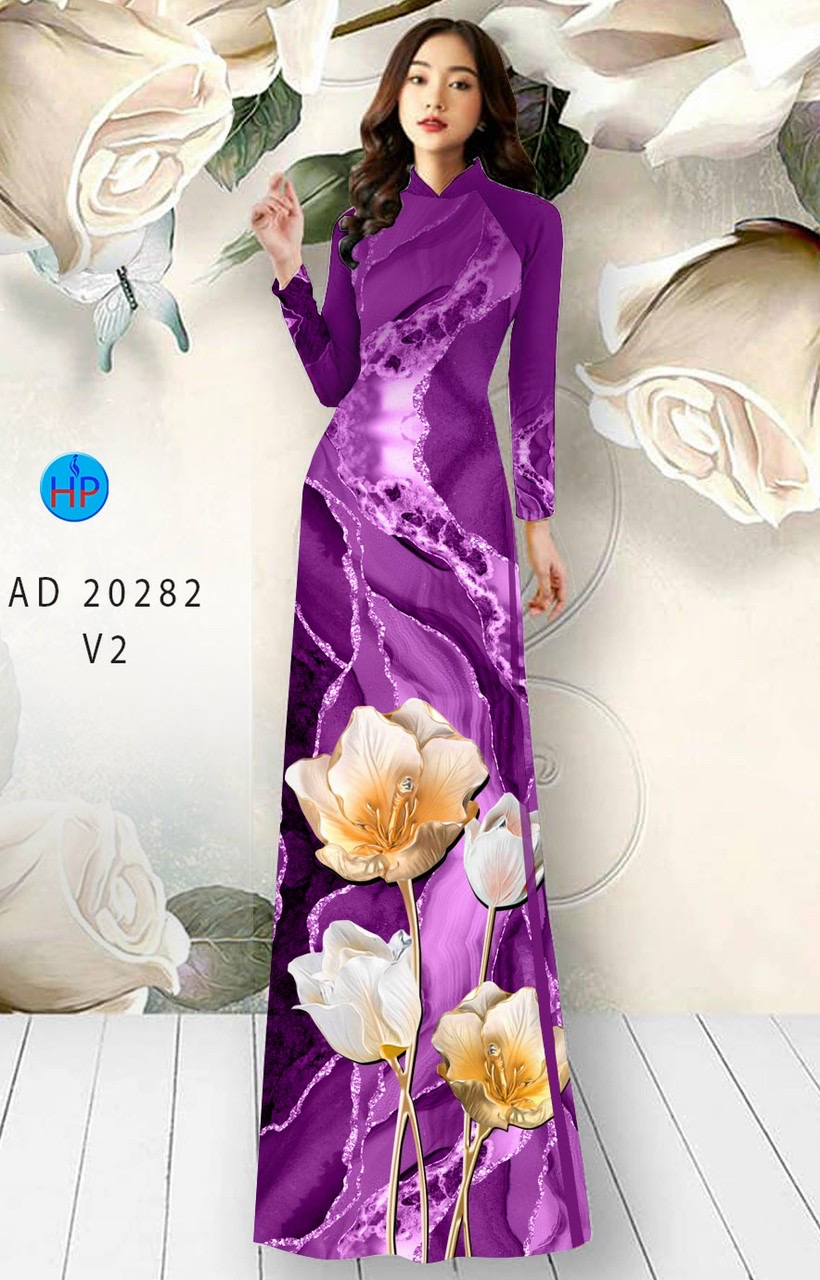 Vải áo dài hoa 3d AD 20282 - Ảnh 5