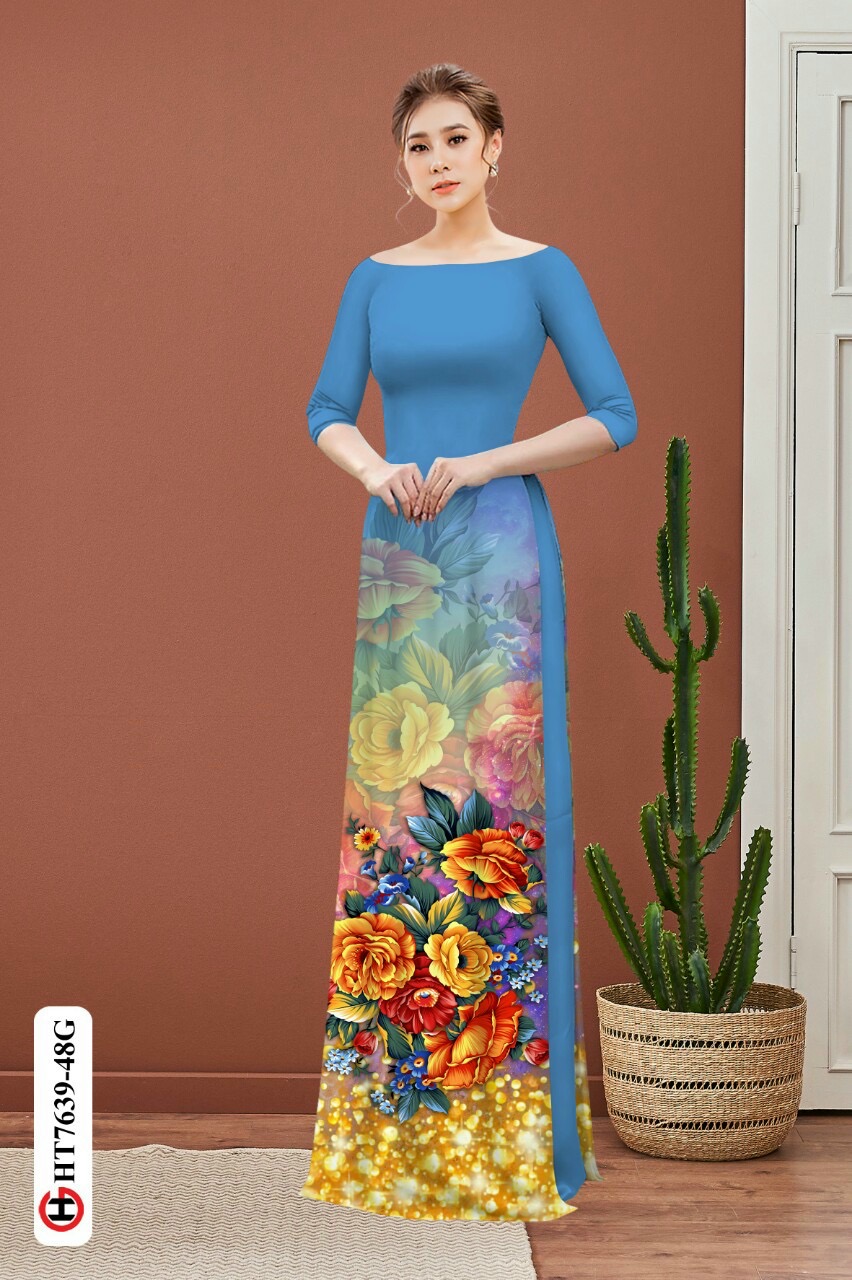 Vải áo dài hoa 3d HT7639 - Ảnh 10