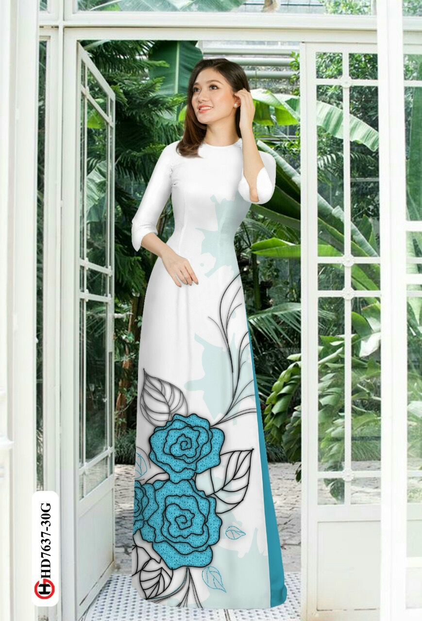 Vải áo dài hoa hồng HD7637 - Ảnh 2