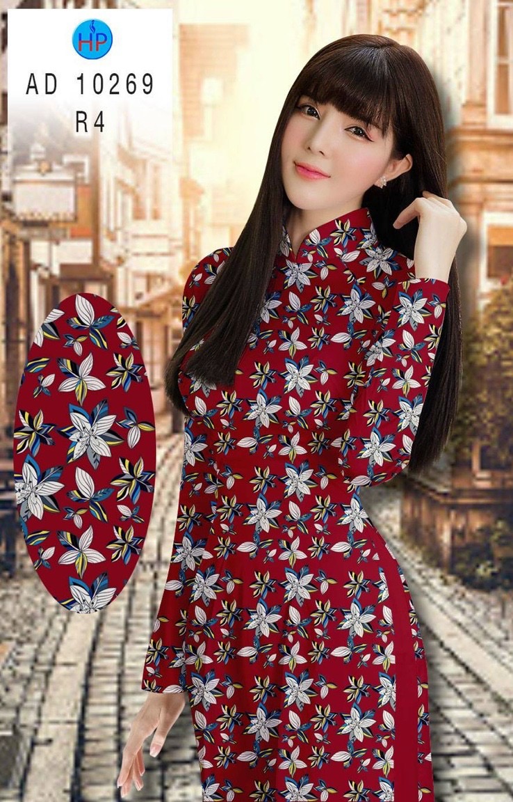 Vải áo dài hoa nguyên áo AD 10269 - Ảnh 9