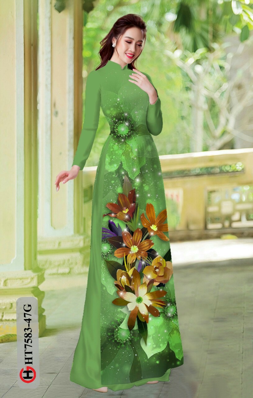 Vải áo dài hoa 3d HT7583 - Ảnh 8