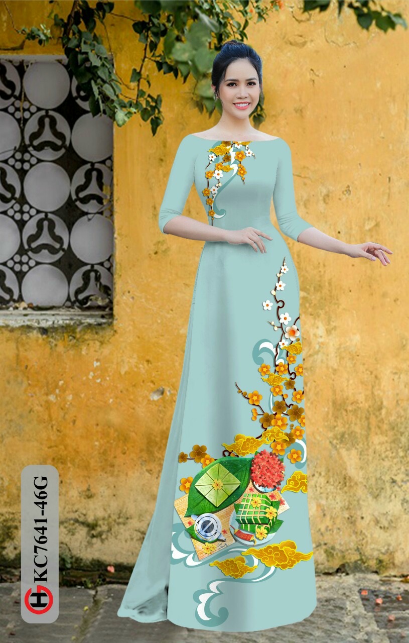 Vải áo dài hoa đào Kc7641 - Ảnh 11