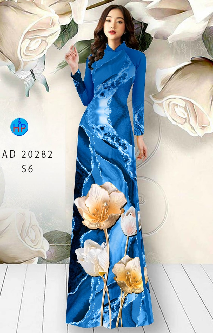 Vải áo dài hoa 3d AD 20282 - Ảnh 4