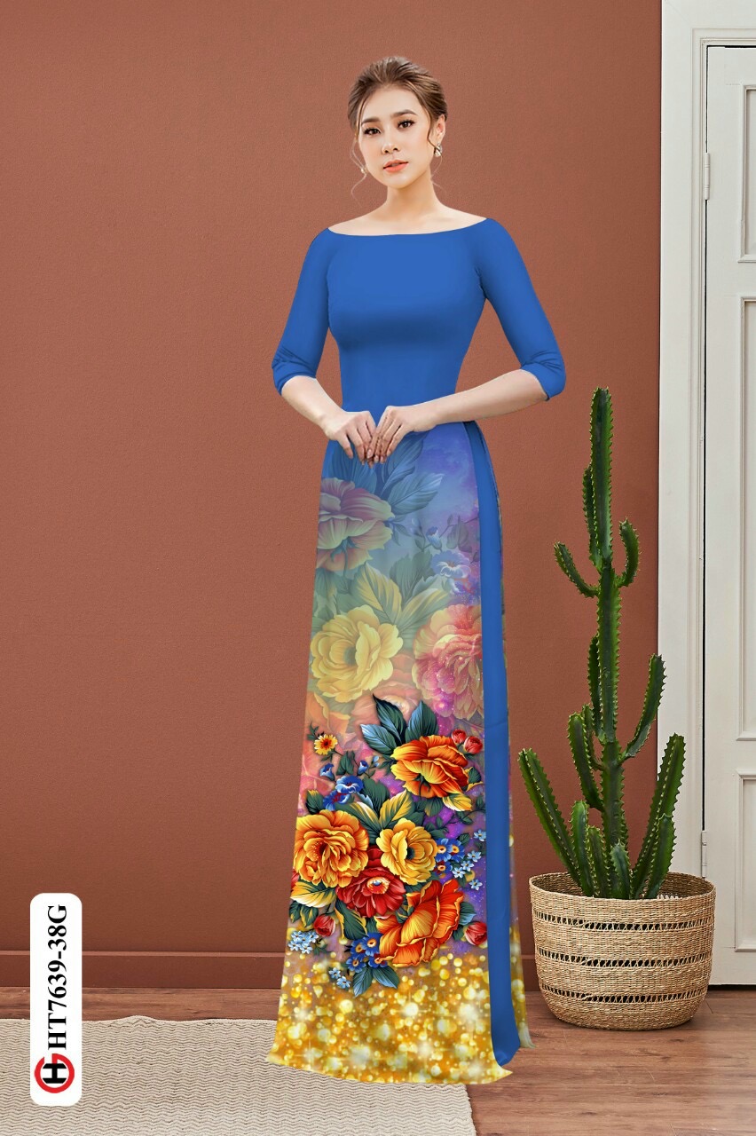Vải áo dài hoa 3d HT7639 - Ảnh 8