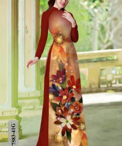 Vải áo dài hoa 3d HT7583