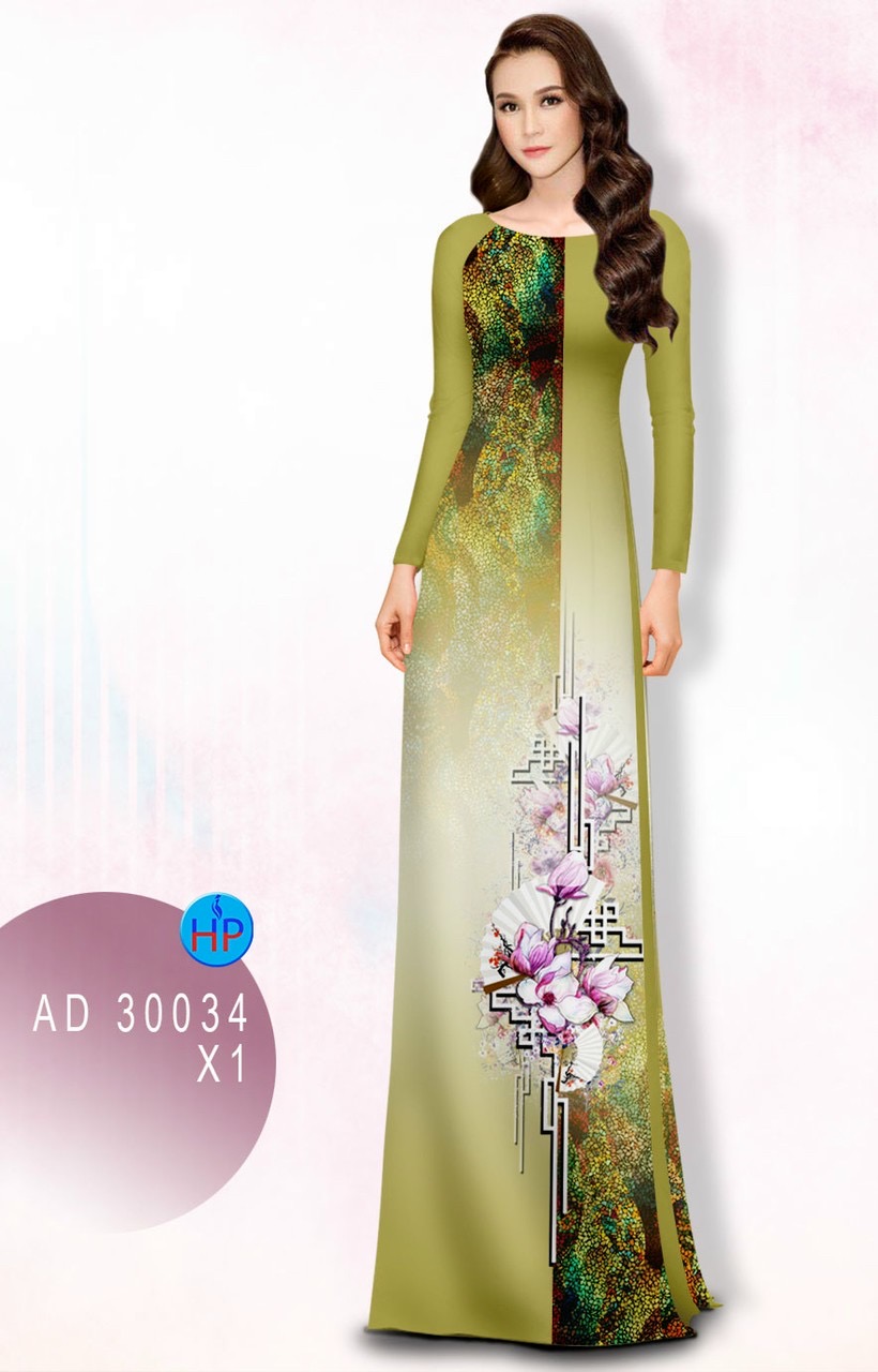 Vải áo dài hoa 3d AD 30034 - Ảnh 3
