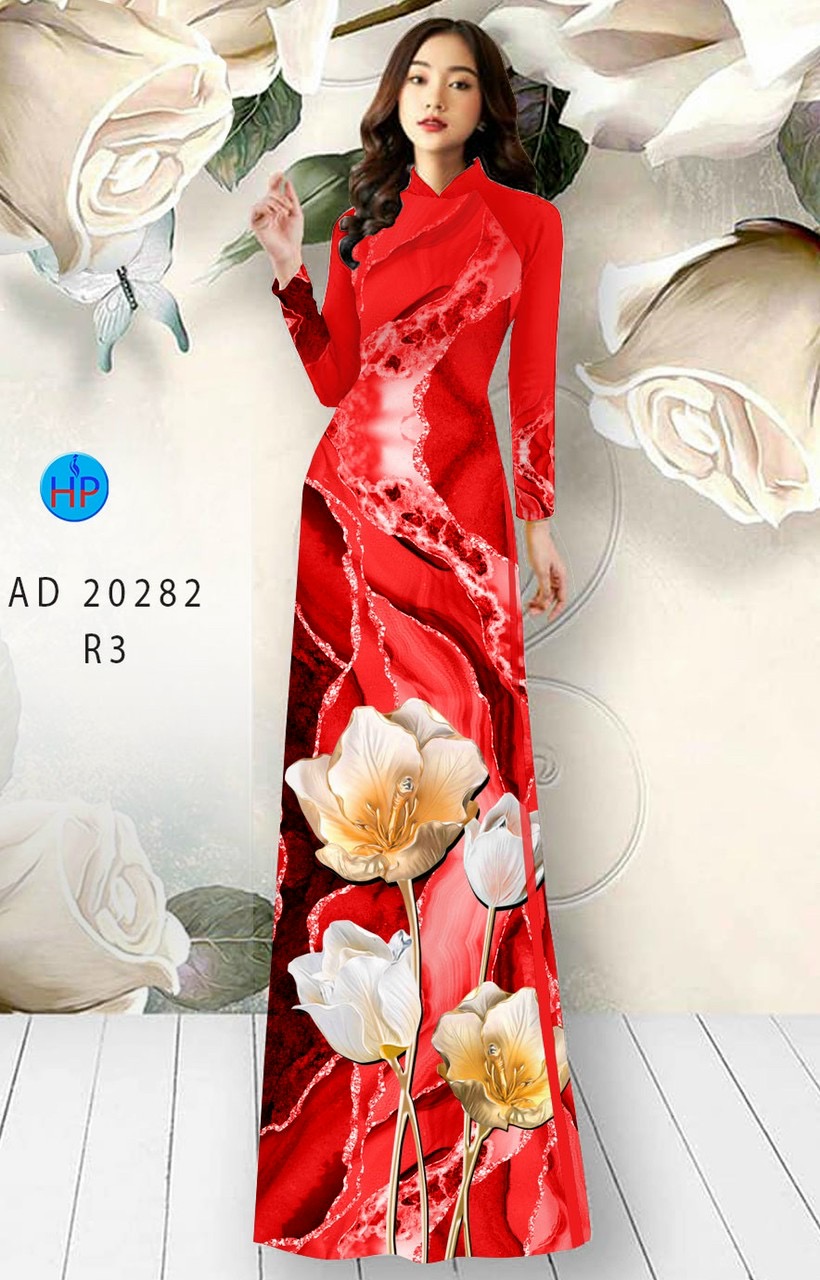 Vải áo dài hoa 3d AD 20282 - Ảnh 2