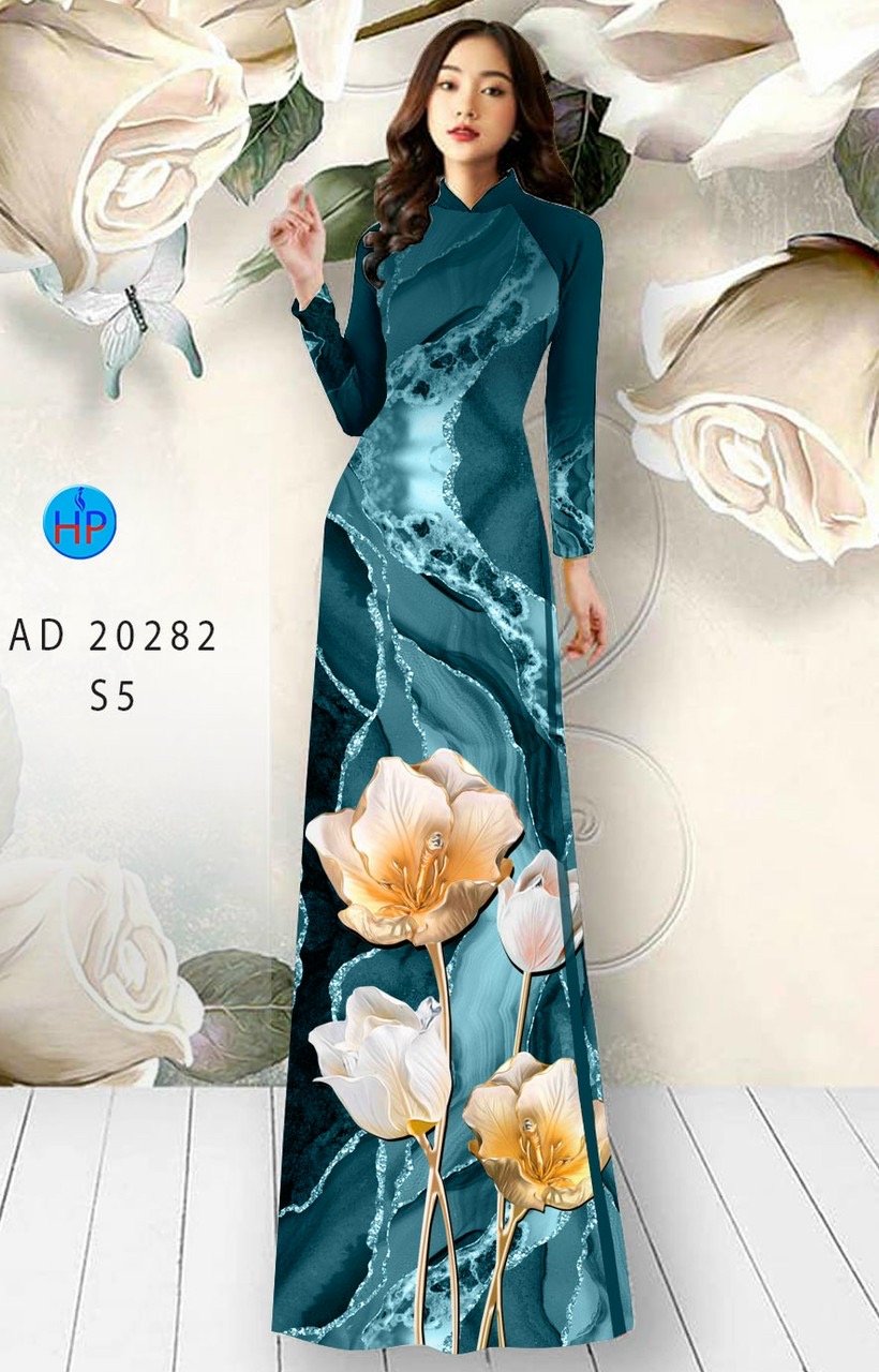 Vải áo dài hoa 3d AD 20282 - Ảnh 16