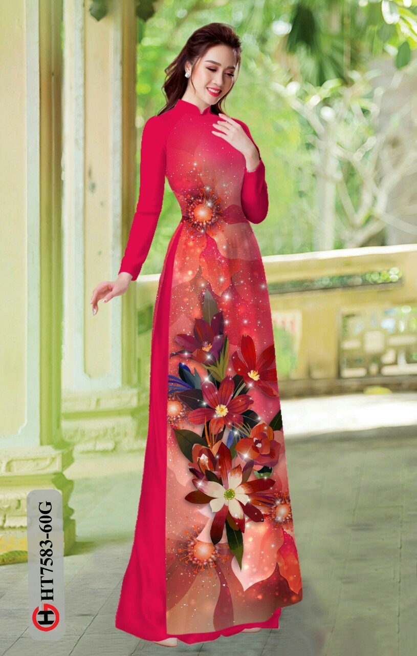 Vải áo dài hoa 3d HT7583 - Ảnh 5