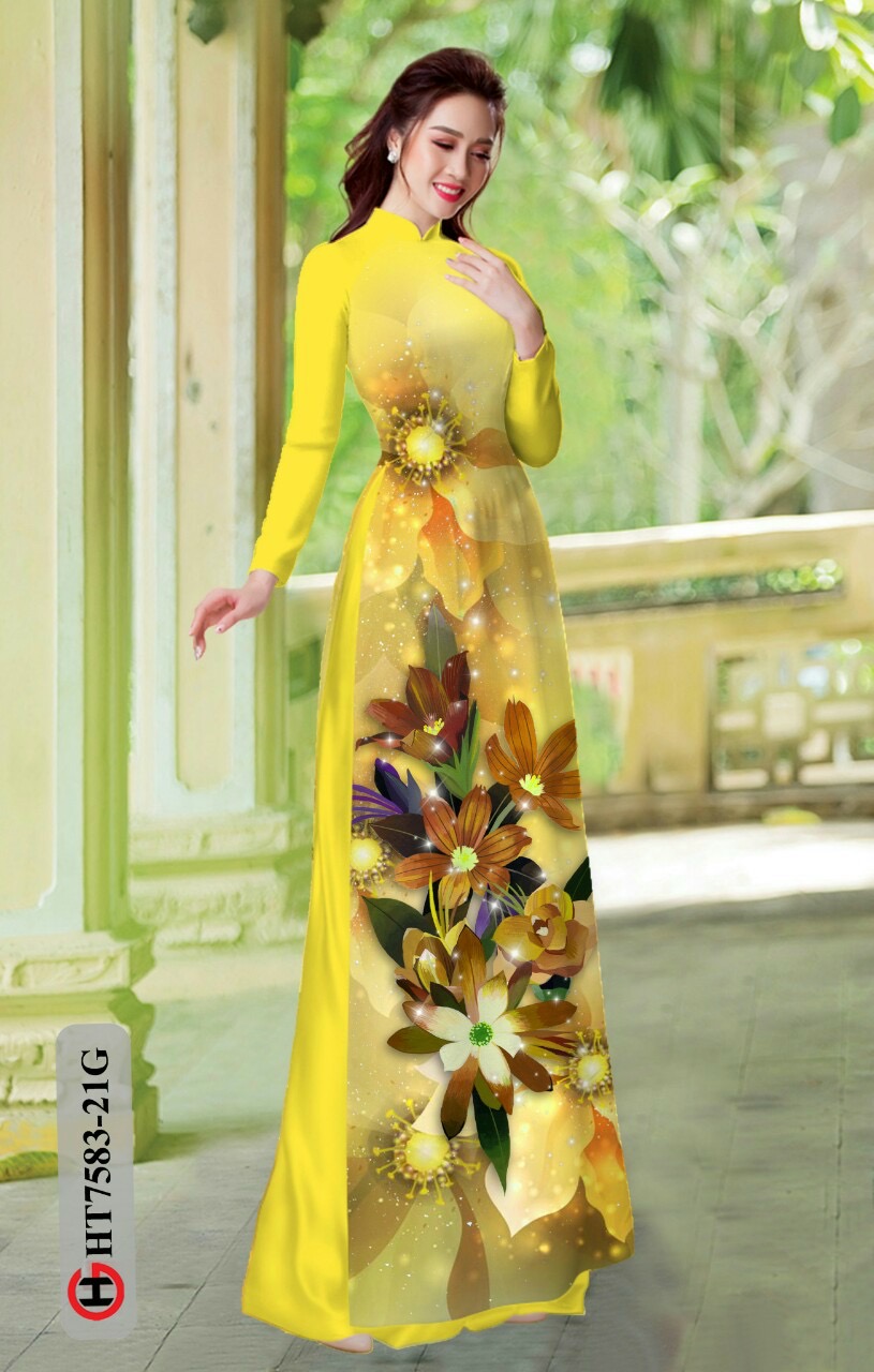 Vải áo dài hoa 3d HT7583 - Ảnh 12