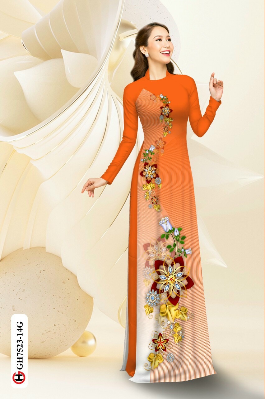 Vải áo dài hoa 3d GH7523