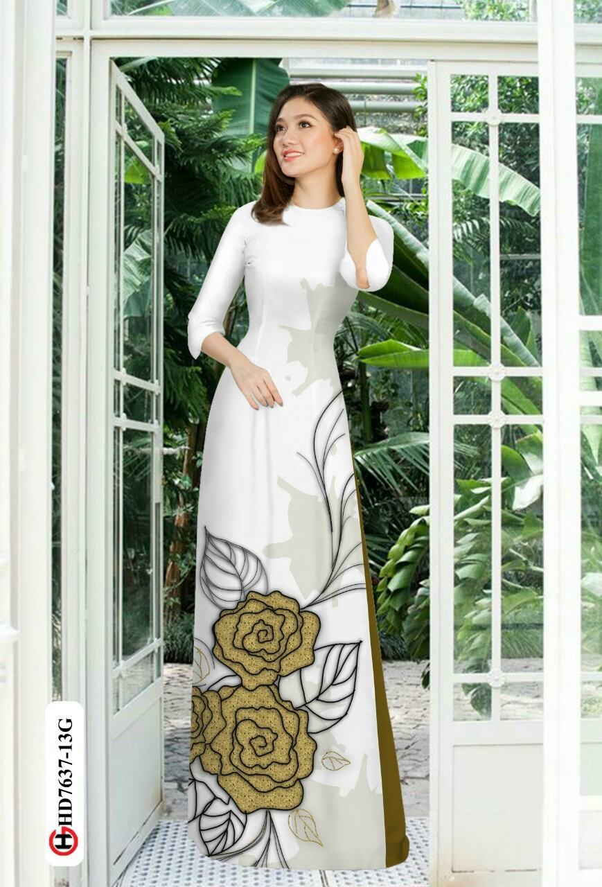 Vải áo dài hoa hồng HD7637 - Ảnh 4