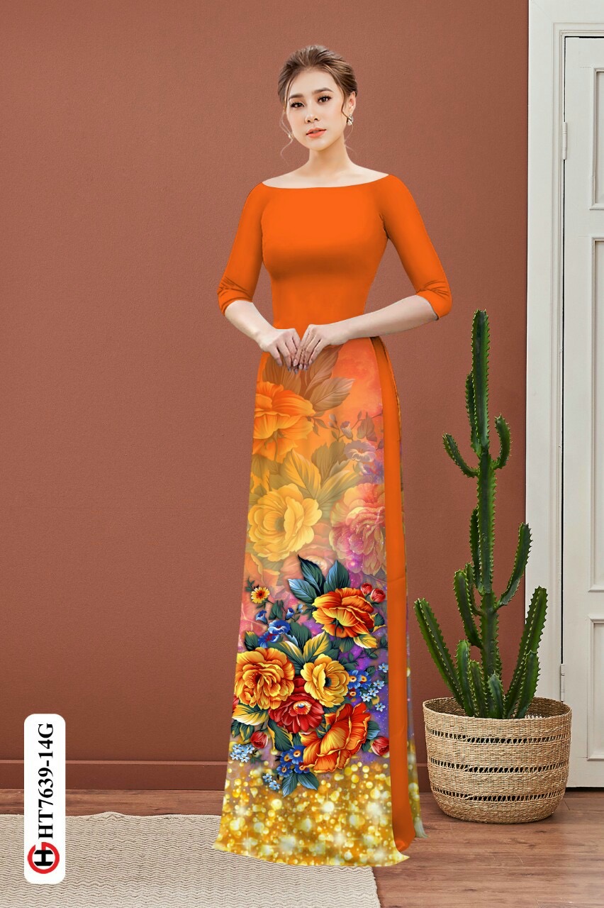 Vải áo dài hoa 3d HT7639 - Ảnh 4