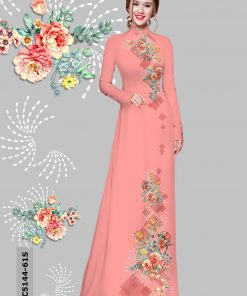 Vải áo dài hoa trên dưới KC5144