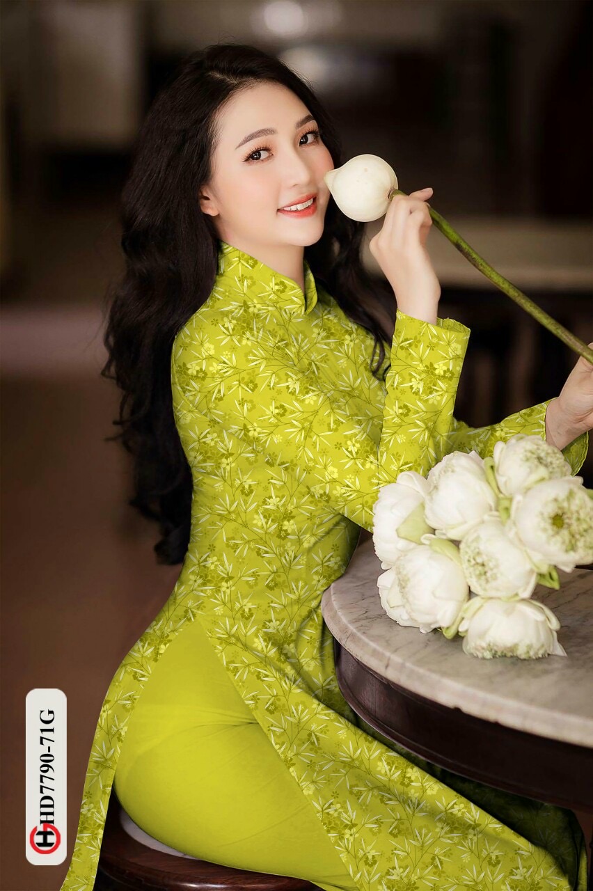 Vải áo dài hoa nguyên áo HD7790 - Ảnh 3