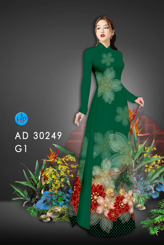 Vải áo dài hoa 3d AD 30249 - Ảnh 3
