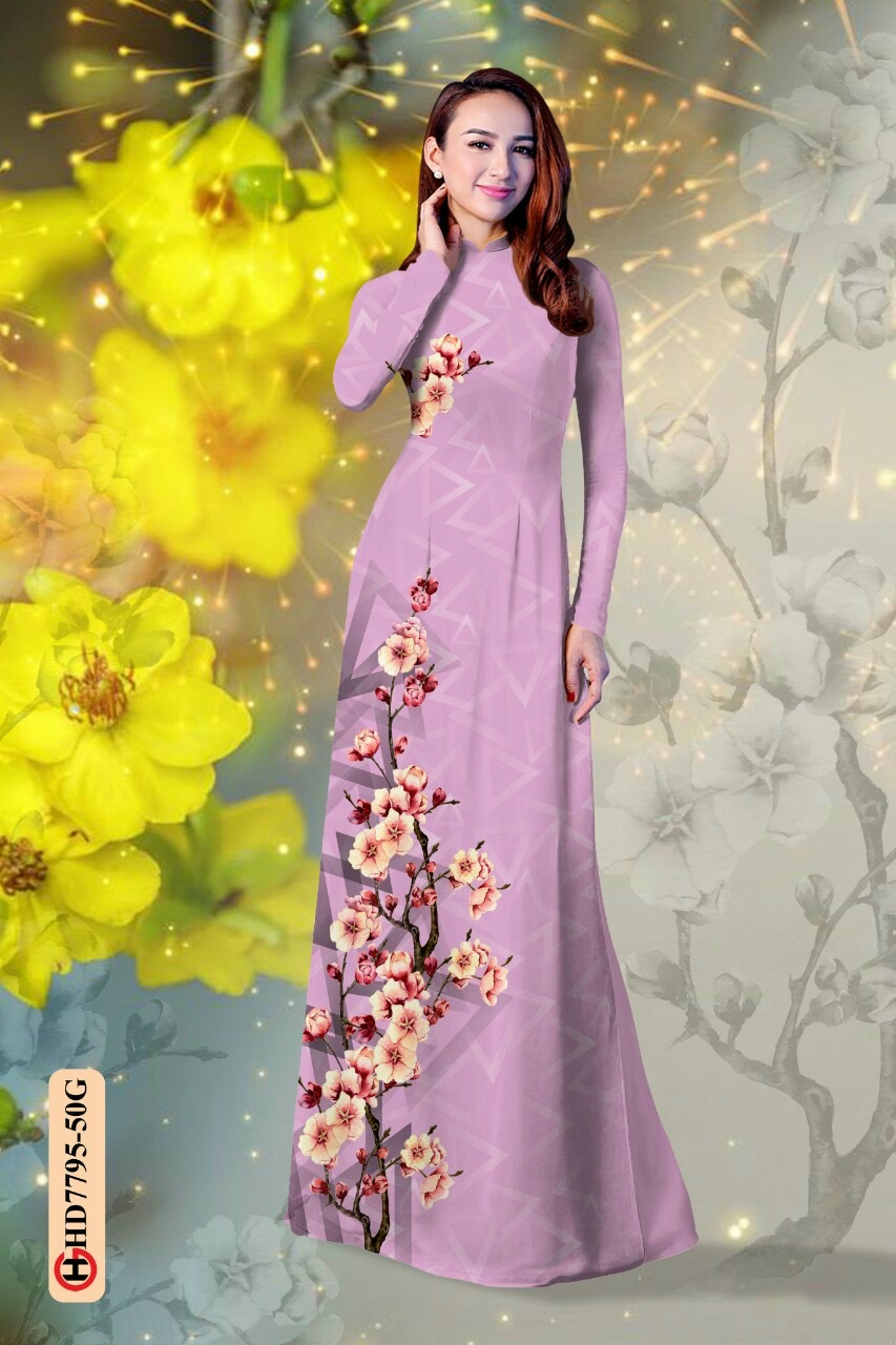 Vải áo dài hoa đào HD7795 - Ảnh 8