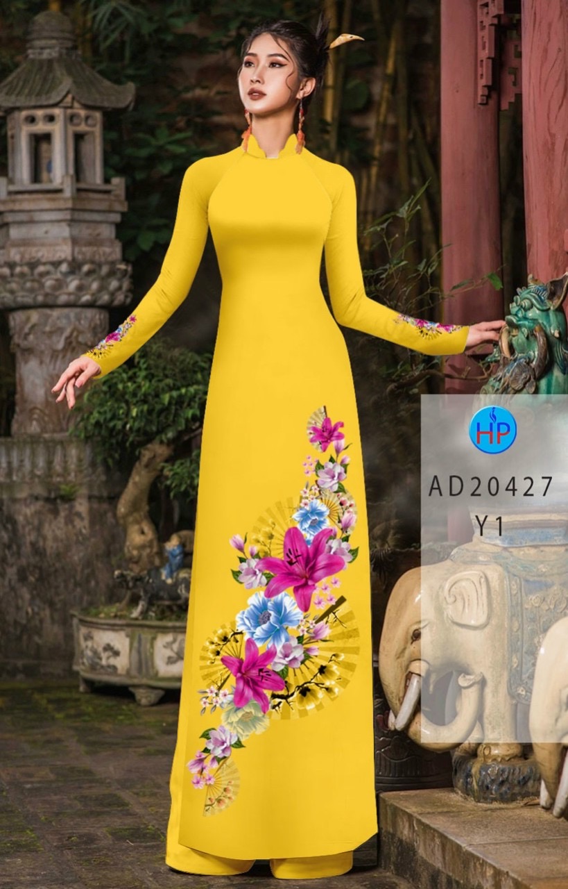Vải áo dài hoa 3d AD 20427 - Ảnh 9
