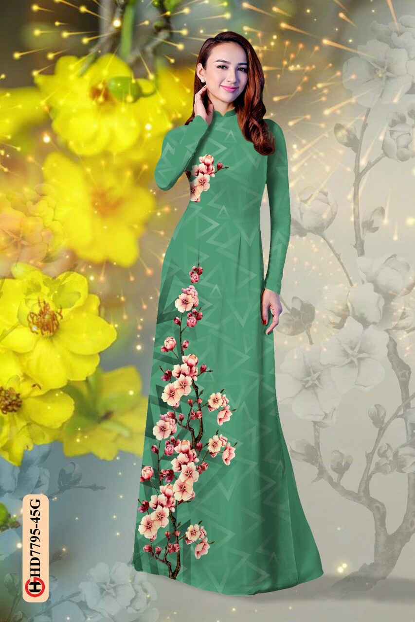 Vải áo dài hoa đào HD7795 - Ảnh 16