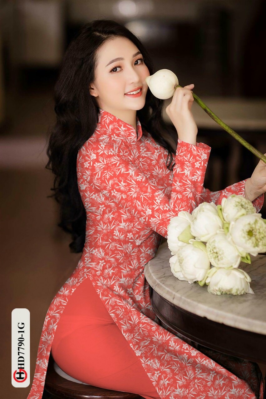 Vải áo dài hoa nguyên áo HD7790 - Ảnh 15