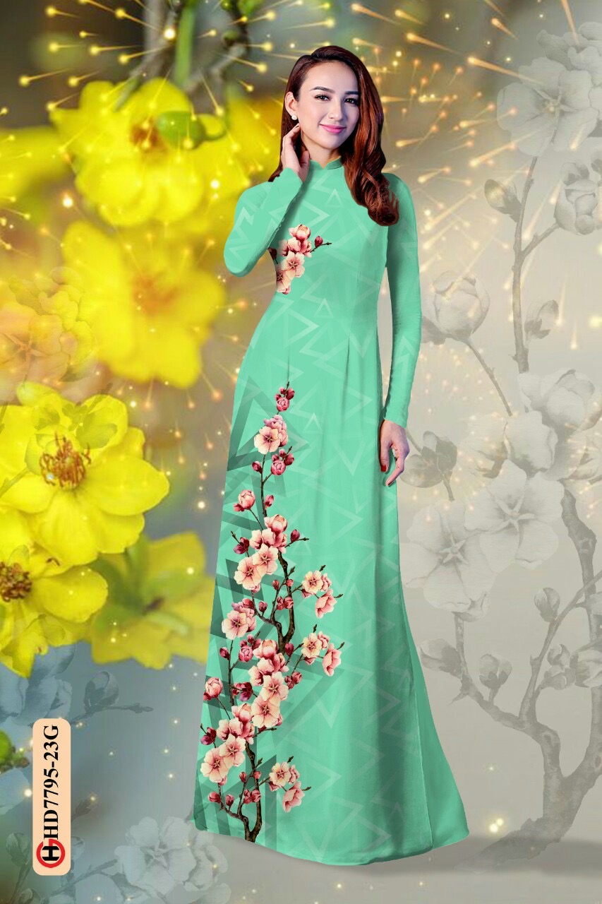 Vải áo dài hoa đào HD7795 - Ảnh 10