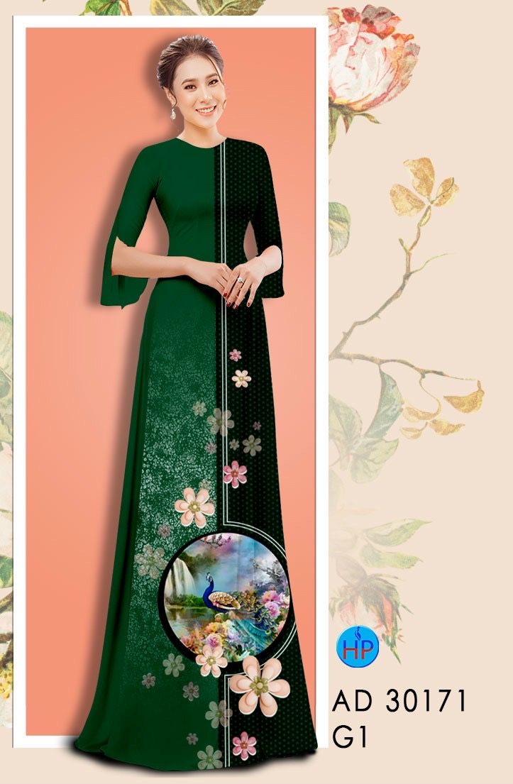 Vải áo dài chim công AD 30171