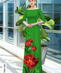 Vải áo dài hoa 3d HT7811