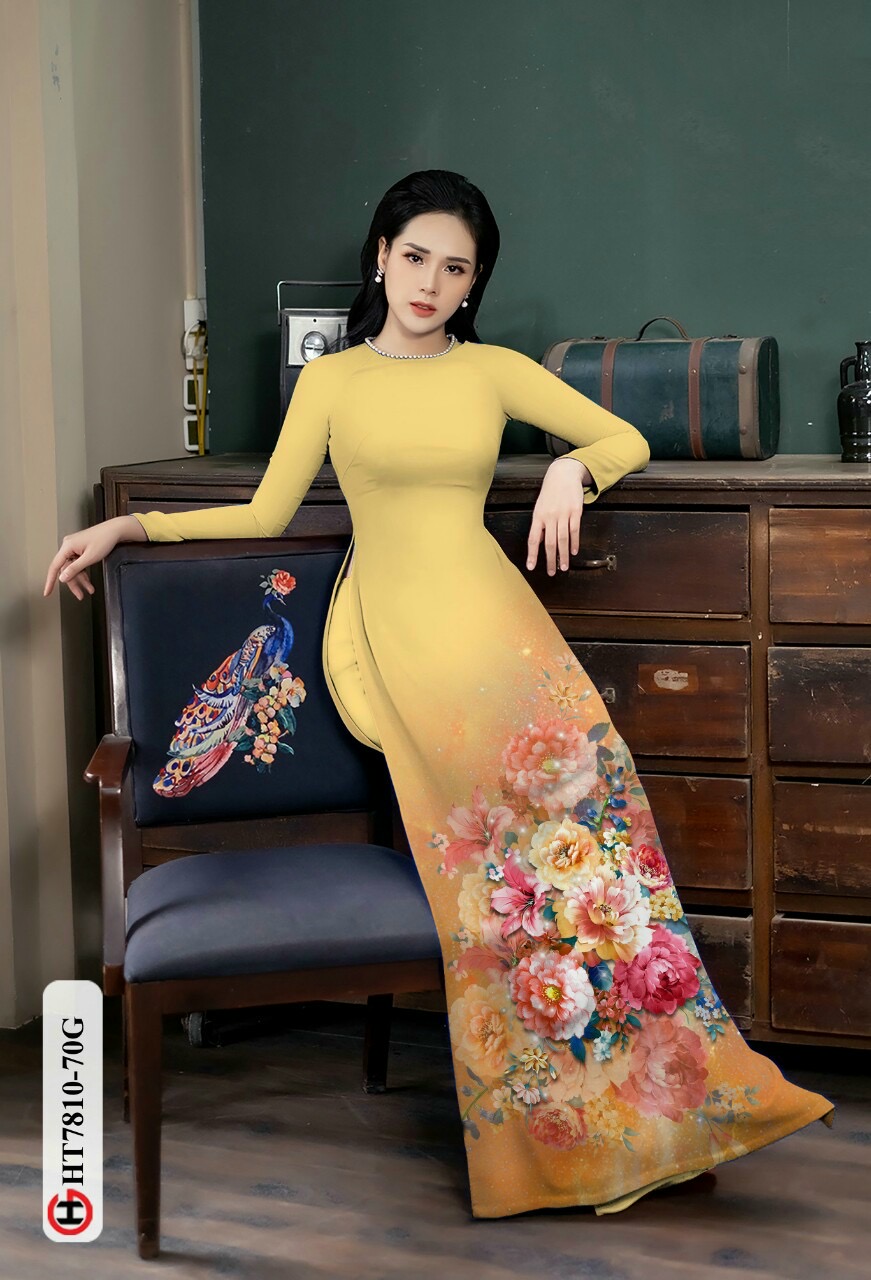 Vải áo dài hoa 3d HT7810 - Ảnh 11
