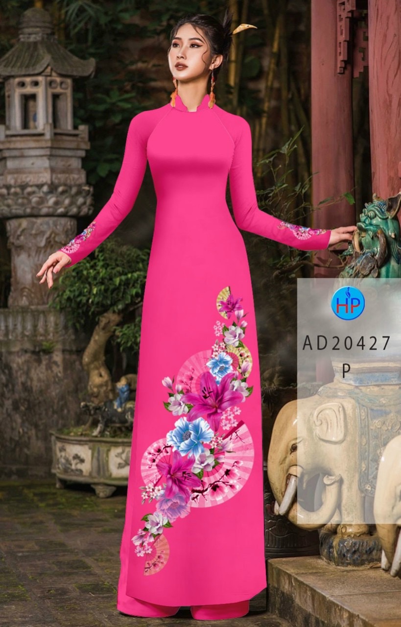 Vải áo dài hoa 3d AD 20427 - Ảnh 2