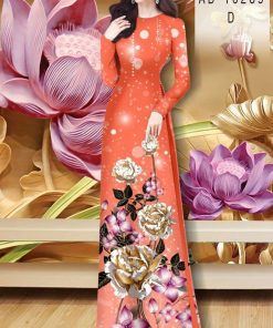 Vải áo dài hoa 3d AD 10289