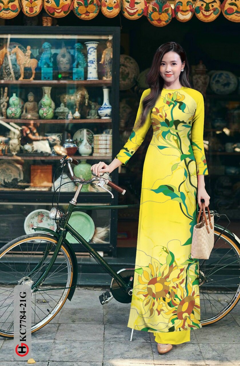 Vải áo dài hoa hướng dương KC7784 - Ảnh 2