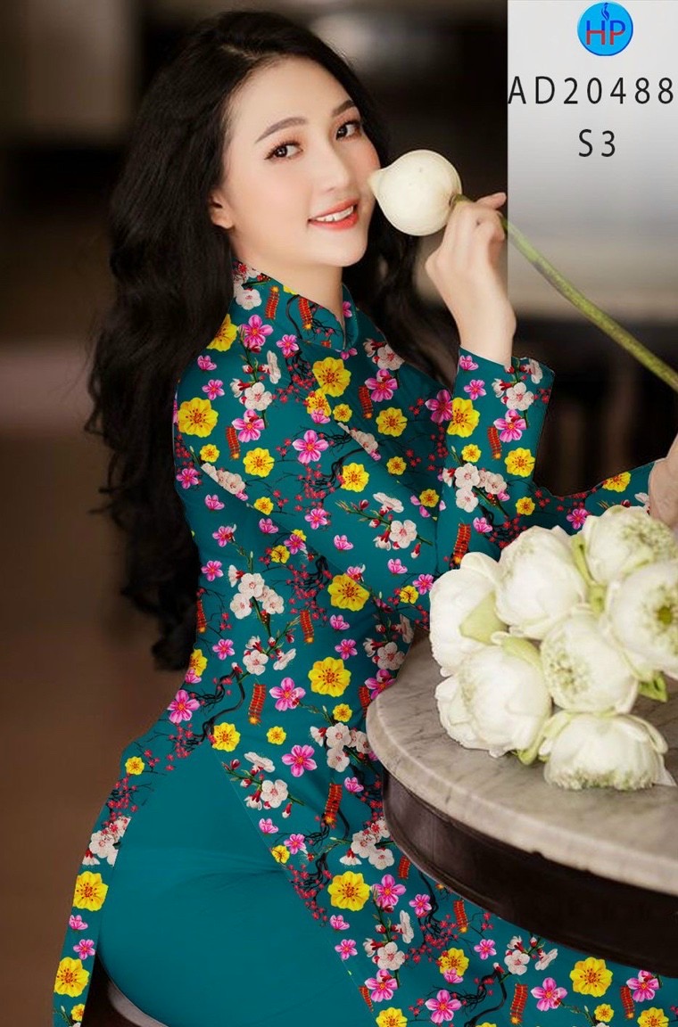 Vải áo dài hoa đào AD 20488 - Ảnh 9